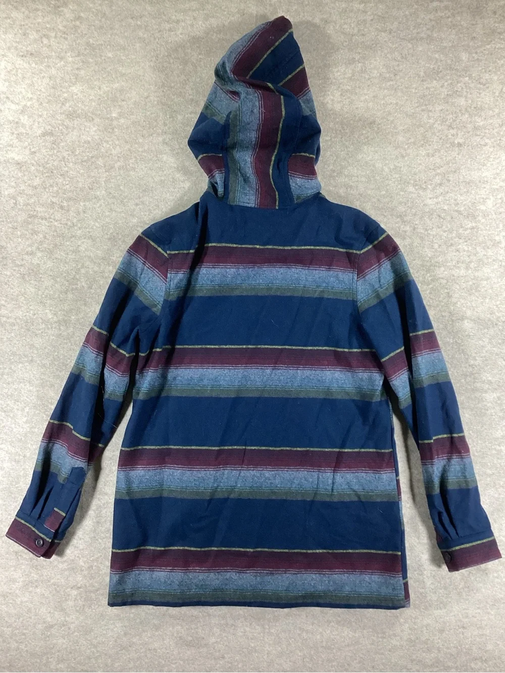 Pendleton Striped Hooded Wool Shirt Jacket in Navy, Burgundy and Slate